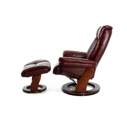 Кресло реклайнер FALTO Zuel (оттоманка, натуральная кожа, бордовый)