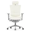 Кресло Falto Leather Premium SL (динамичный поясничный упор, натуральная кожа, каркас серый, белый)