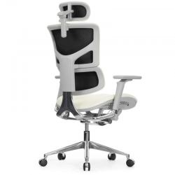 Кресло Falto Leather Premium SL (динамичный поясничный упор, натуральная кожа, каркас серый, белый)