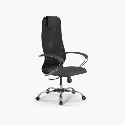 Кресло SynchroSit 8 B1-9K - X2+Bahama /Uh00/Wh12/K1cF(M25.B21.G20.W02), Черный-Тем.серый