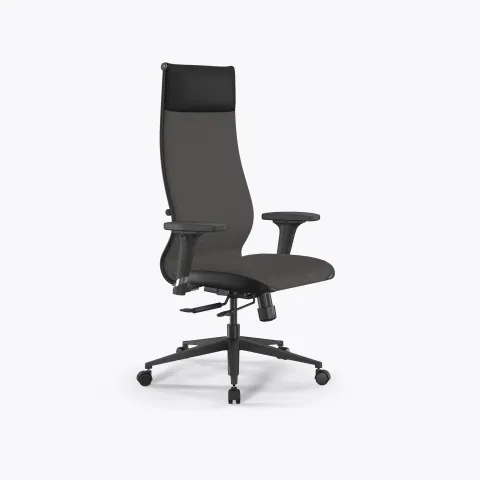 Кресло SynchroSit 10 B1-164D - Bahama+Extra /Kb15/Wh12/D02P(M18.B11.G19.W02), Тем.серый-Черный