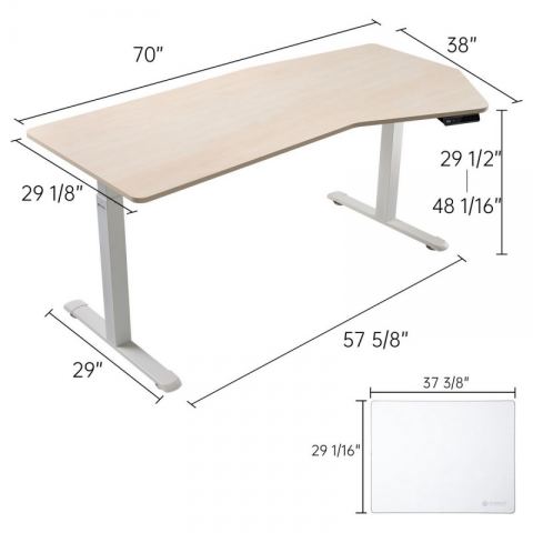 Стол компьютерный с электроприводом 178х117 Eureka ERK-EDI-FS-WN (Fan shaped), орех