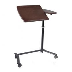 Cтолик для ноутбука FALTO (раскосое основание, блокировка колес, натуральный шпон, тёмный орех)