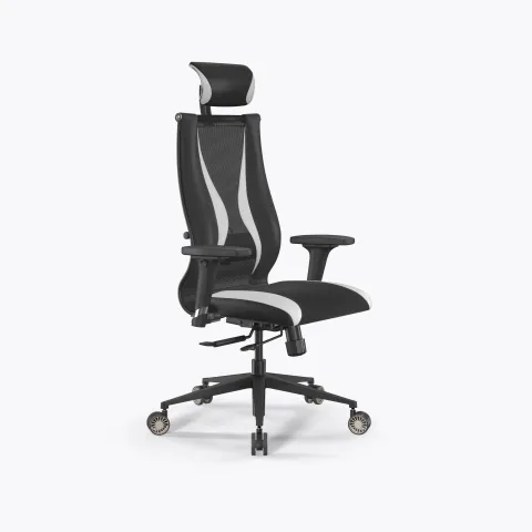 Кресло SynchroSit 10 B2-170D - T+UMF(SY271)+Extra /Kb38/Wh09/D02P/H13mL-Pf-1DF(M18.B11.G19.W31), Черный-Белый