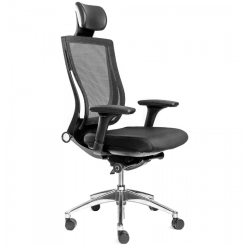 Кресло FALTO TRIUM TRI 11KALM-AL/BK-BK  (каркас черный, спинка сетка черная, сидение ткань черная)