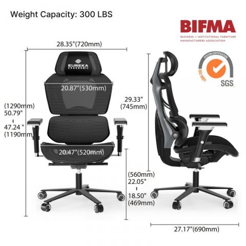 Эргономичное кресло Eureka TYPHON, Grey