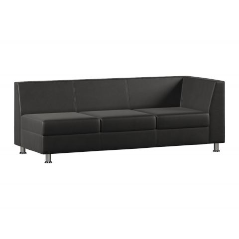 Модуль Everprof Monro с подлокотником трехместный левый Экокожа Pegaso Черный