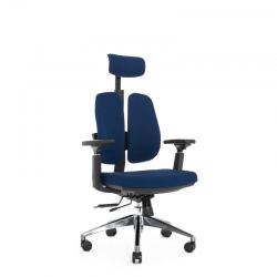 Кресло офисное ортопедическое Falto Orto Alpha AM-02A (черный каркас/обивка ткань d.blue LM-07)