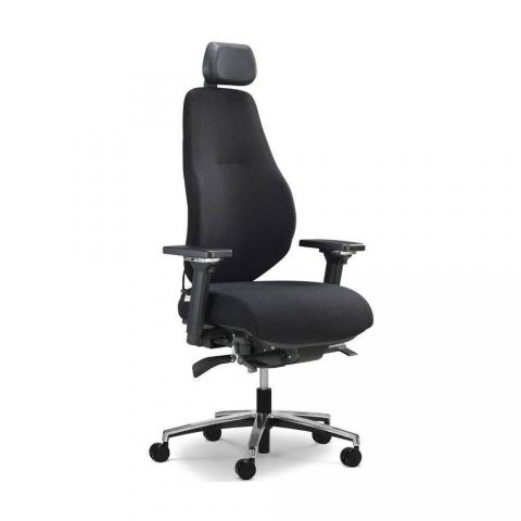 Кресло Falto Smart-T 1501-10H ong Fighter black 60999 (черный каркас/черная ткань /подголовник кожа натур.)