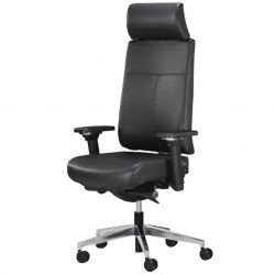 Кресло Trona 1702-18H_Leather (черный каркас/черная кожа/ал. крестовина)