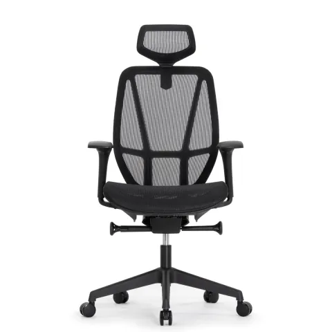 Кресло Falto Hop Eco HT-702A (чёрный каркас, обивка сетка чёрная, подголовник)