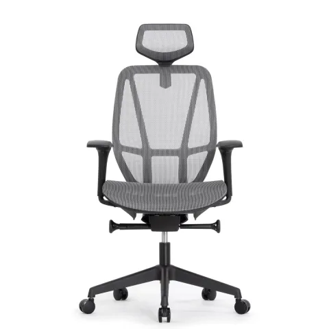 Кресло Falto Hop Eco HT-702A (чёрный каркас, обивка сетка серый, подголовник)