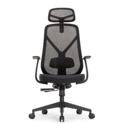 Эргономичное кресло оператора Kuraj (цвет: черный, подголовник, поясничный упор)