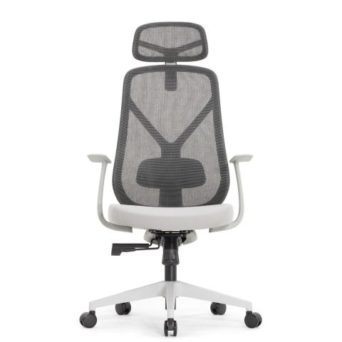 Эргономичное кресло оператора Kuraj (цвет: серый, подголовник, поясничный упор)