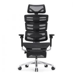 Компьютерное кресло Falto Evolution (чёрный каркас, сетка чёрная, подножка встроенная)