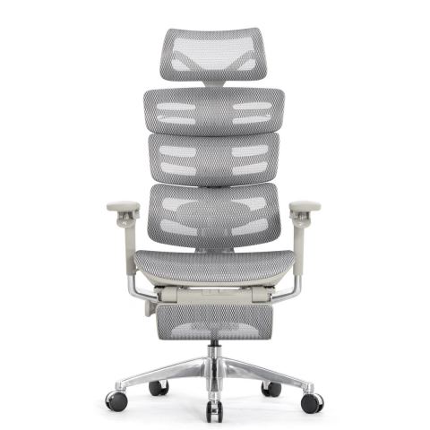 Компьютерное кресло Falto Evolution (серый каркас, сетка белая, подножка встроенная)