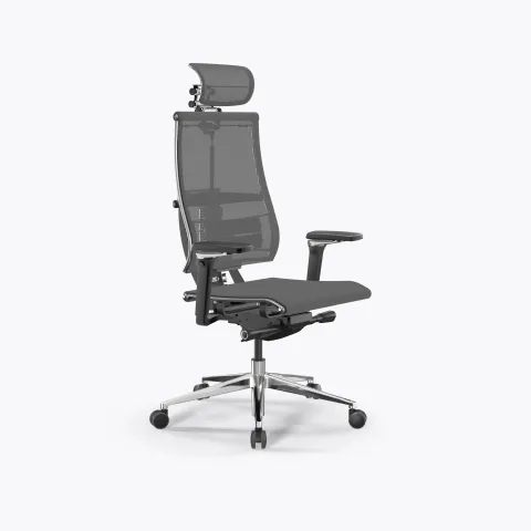 Кресло Метта Y 4DF B2-5D - YM93 /Kc00/Nc00/D15P/H13mM-3D(M26.B35.G25.W03), Серый-Тем.Серый