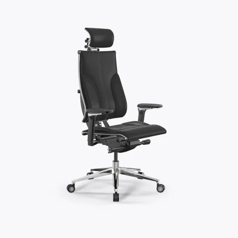 Кресло Метта Y 4DF B2-10D - Infinity /Kc06/Nc06/D15P/H13mL-3D(M26.B35.G25.W04), Черный (бежевая строчка)