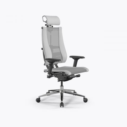 Кресло Метта Y 4DF B2-14D - YM93+Infinity /Kc09/Nc09/D04P/H2cL-3D(M26.B32.G25.W03), Св.серый-Белый