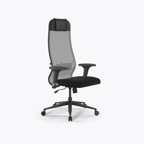 Кресло Метта Sit 10 B1-111D - X2+UMF(X1) /Ub00/Wh00/D02P(M09.B11.G19.W02), Св.серый-Черный