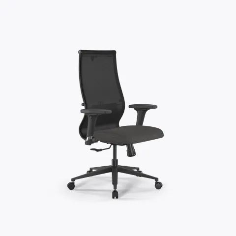 Кресло Метта SynchroSit 10 B2-165D - T+Bahama /Kb00/Wh12/D02P(M20.B11.G19.W02), Черный-Тем.серый