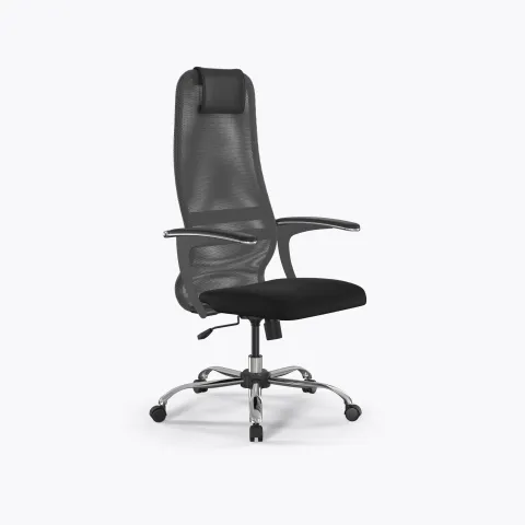 Кресло Метта Sit 8 B1-8U - X1+UMF(X1) /Uh00/Wh00/U0mL-b(M09.B21.G20.W01), Св.серый-Черный
