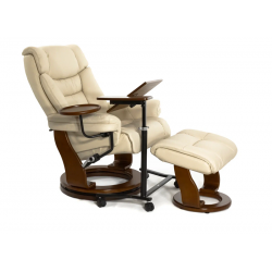 Кресло реклайнер FALTO Zuel (оттоманка, натуральная кожа, бежевый)