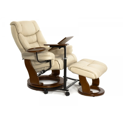 Кресло реклайнер FALTO Zuel (оттоманка, натуральная кожа, бежевый)