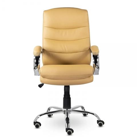 Кресло СН-707 Бруно В хром ХДП Ср S-0426 (светло-коричневый) (полностью экокожа)