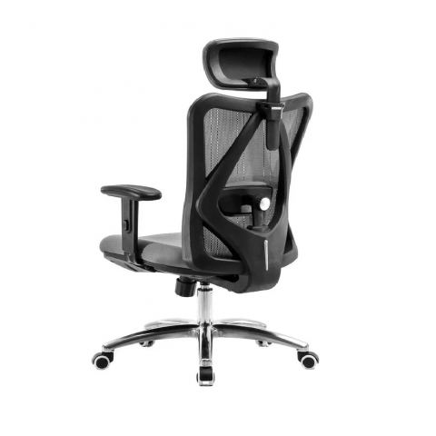 Кресло SIHOO M18 (2D поясничный упор, сетка, ткань, каркас чёрный, серый)