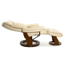 Кресло реклайнер FALTO Zuel (оттоманка, натуральная кожа, бежевый)