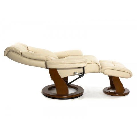 Кресло реклайнер FALTO Zuel (оттоманка, натуральная кожа, бежевый)