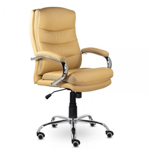 Кресло СН-707 Бруно В хром ХДП Ср S-0426 (светло-коричневый) (полностью экокожа)