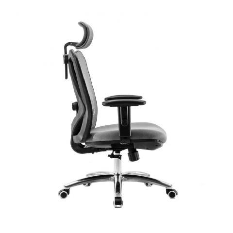 Кресло SIHOO M18 (2D поясничный упор, сетка, ткань, каркас чёрный, серый)