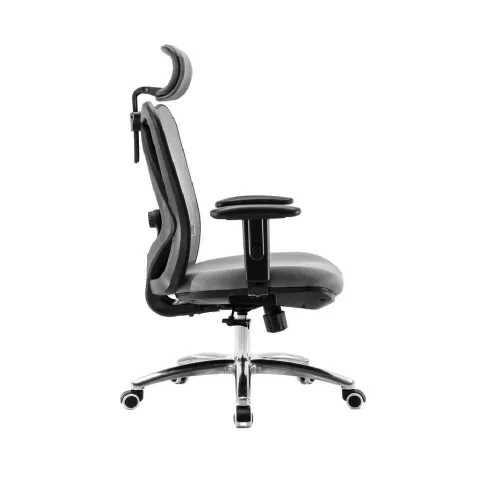 Кресло SIHOO M18 (2D поясничный упор, сетка, ткань, каркас чёрный, серый)