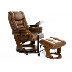Кресло реклайнер FALTO Zuel (оттоманка, натуральная кожа, коричневый)