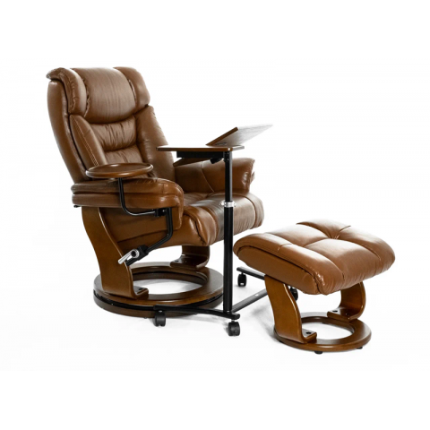 Кресло реклайнер FALTO Zuel (оттоманка, натуральная кожа, коричневый)