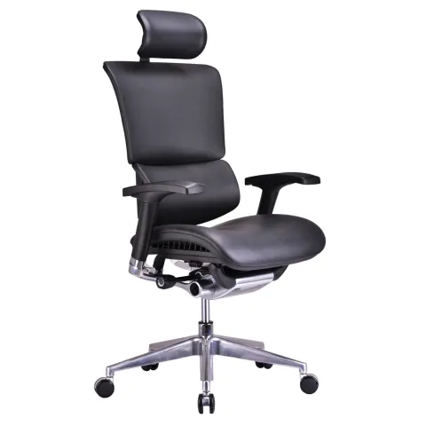 Кресло Falto Leather Premium SL (динамичный поясничный упор, натуральная кожа, черный)