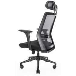 Кресло Falto Soul-Automatic SOL01KAL/BK-BK 2D (каркас черный, спинка сетка черная, сидение ткань черное)