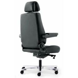 Кресло Dispatcher–XXL New 2101-2H  (черный каркас/черная кожа + ткань/ал. крестовина)