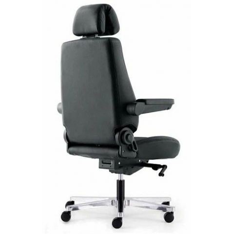 Кресло Dispatcher–XXL New 2101-2H  (черный каркас/черная кожа + ткань/ал. крестовина)