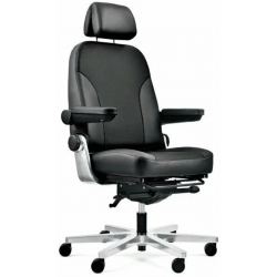 Кресло Dispatcher–XXL-MAX 2102-2HL (черный каркас/черная ткань + кожа/ал. крестовина)