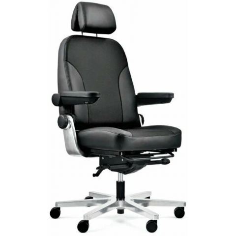 Кресло Dispatcher–XXL-MAX 2102-2HL (черный каркас/черная ткань + кожа/ал. крестовина)