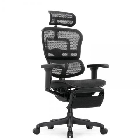 Кресло Falto Ergohuman Ultra с подножкой (чёрный каркас/сетка чёрный T-168-B1 Black)