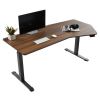 Стол компьютерный с электроприводом уникальной формы 178х74 Eureka ERK-EDI-HTG-WN (Heptagon), орех