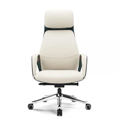 Эргономичное кресло руководителя Eureka OC07 SERENE (Nappa кожа), белое
