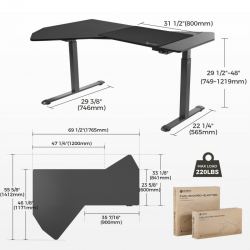 Стол компьютерный с электроприводом 178х117 Eureka ERK-EDI-FS-MSW (Fan shaped), чёрный
