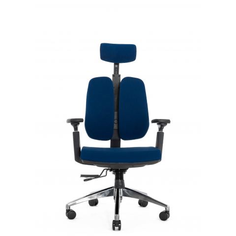 Кресло офисное ортопедическое Falto Orto Alpha AM-02A (черный каркас/обивка ткань d.blue LM-07)