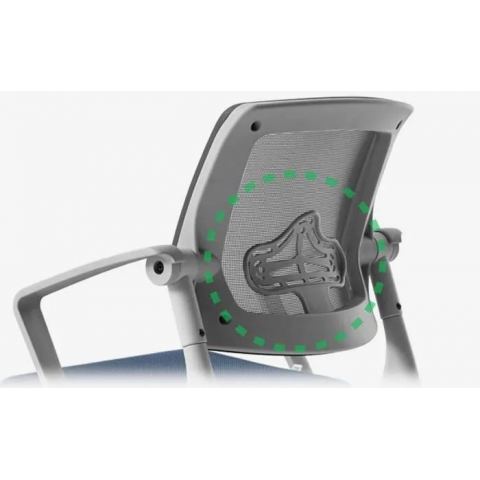 Кресло Robo С-250 SY-1209 W-GY-BL (каркас белый/спинка сетка серая/сидение ткань синяя)