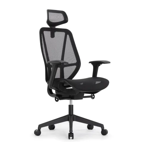 Кресло Falto Hop Eco HT-702A (чёрный каркас, обивка сетка чёрная, подголовник)
